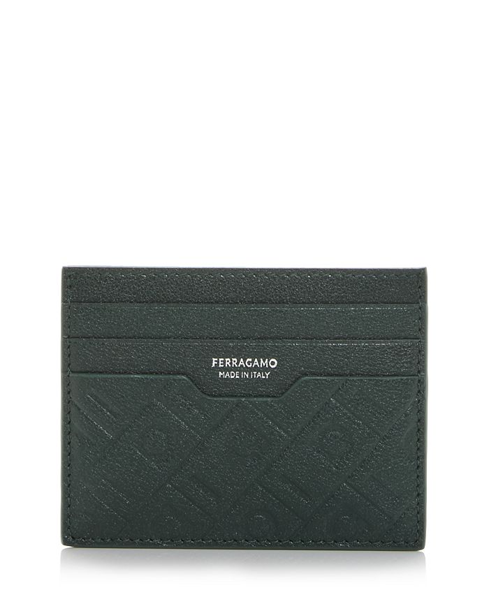 

Картхолдер из тисненой кожи с узором Gancini FERRAGAMO, зеленый