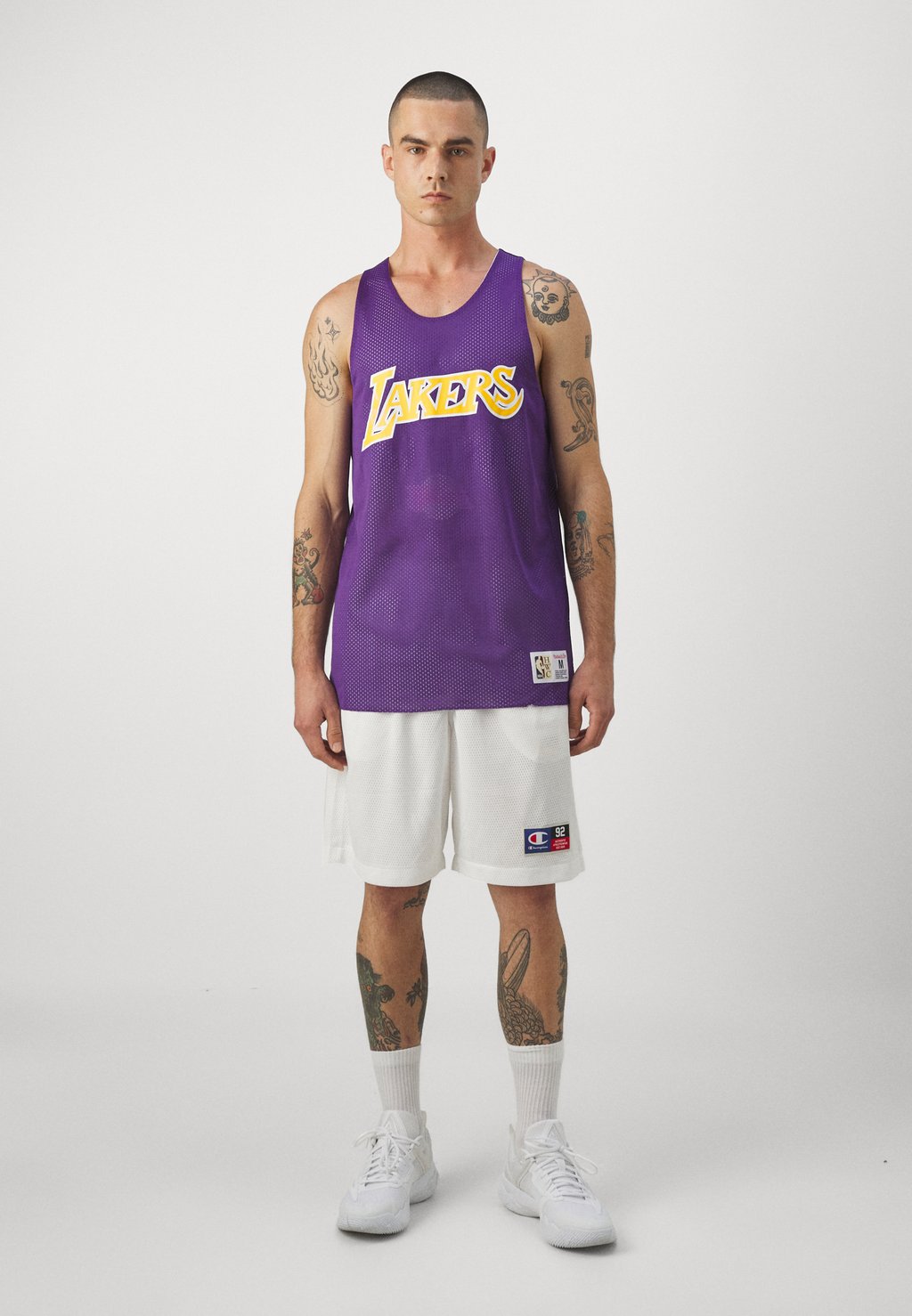 

Топ NBA LOS ANGELES LAKERS REVERSIBLE PRACTICE TANK VINTAGE LOGO Mitchell & Ness, фиолетовый