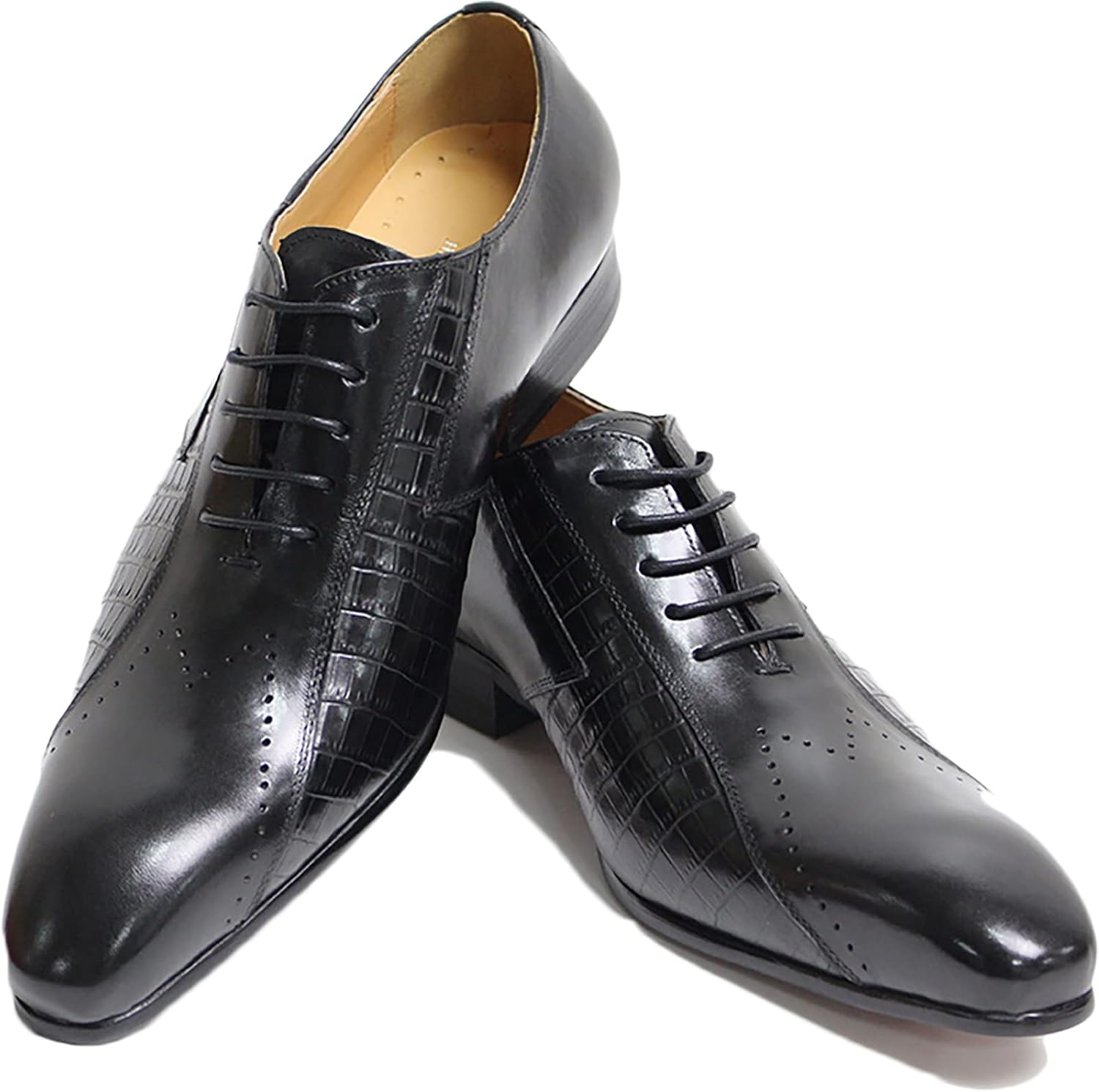 

Мужские классические туфли Оксфорды Броги Дерби Дышащие кожаные на шнуровке, черные-45 Generic