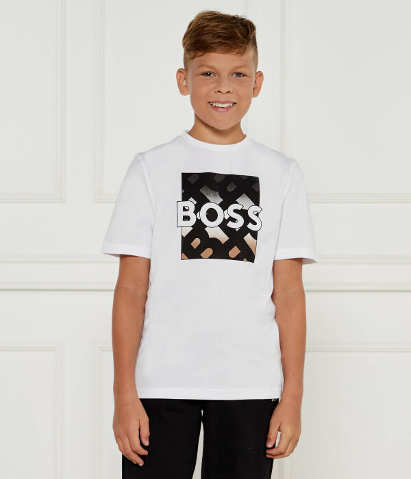 

Футболка детская Boss Kidswear хлопковая с принтом, белый