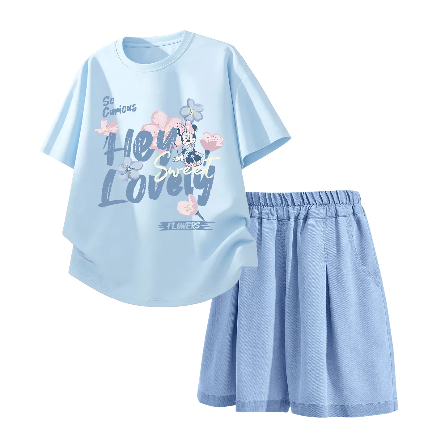 Детский спортивный костюм Disney Kids Casual Sportswear Crew Neck Thin Stretch, светло-голубой