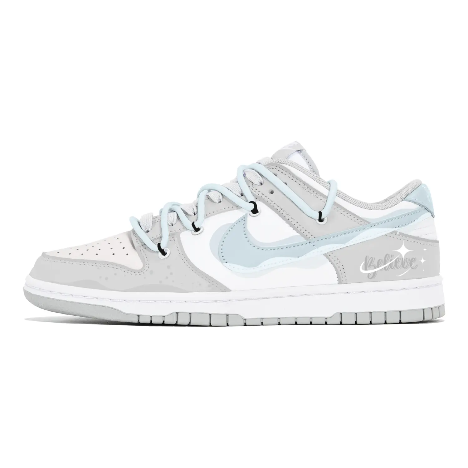 

Nike Кроссовки для скейтбординга Dunk, износостойкие, низкие, мужские, серо-синие