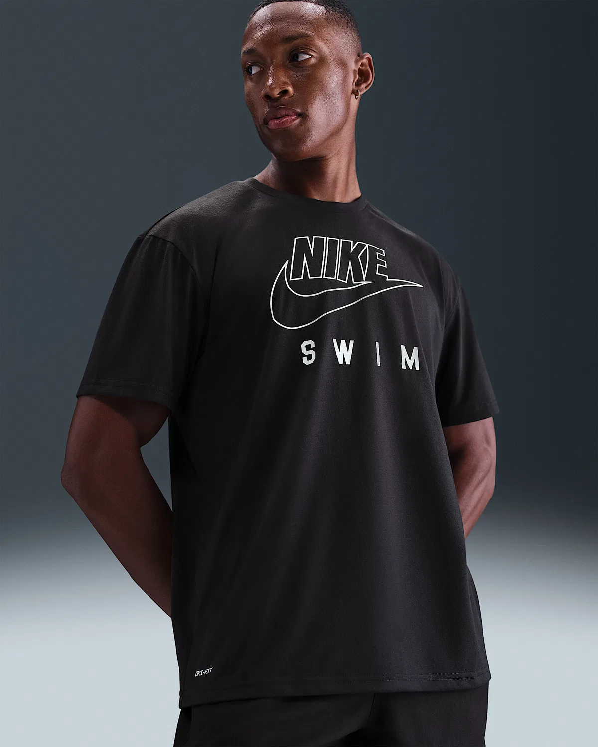 Мужская короткорукавная топ Nike Swim Swoosh Hydroguard, Black
