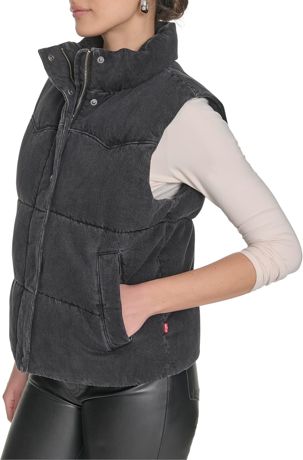 Женский жилет Levi's Western Stand Collar Puffer Vest, Black Wash Denim — фото 3