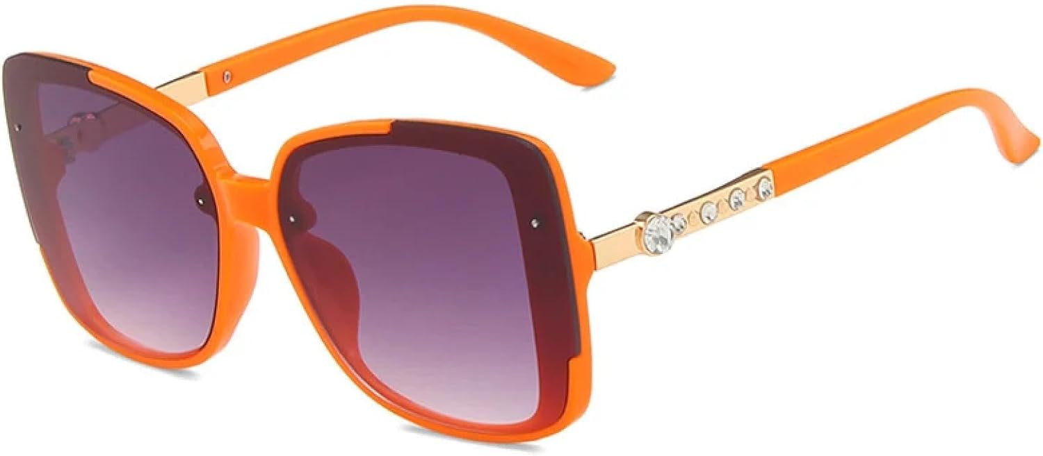 

Модные солнцезащитные очки в крупной оправе для женщин и мужчин, винтажные, с имитацией бриллиантов, для вождения на открытом воздухе, защита от УФ-излучения UV400 TKKTLLT, Orange Gray