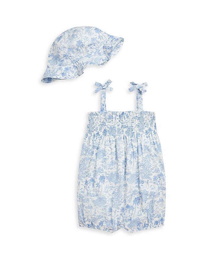 

Детский комплект для девочки Riviera Toile: шорты-комбинезон и шапочка из хлопка - Baby Ralph Lauren, синий