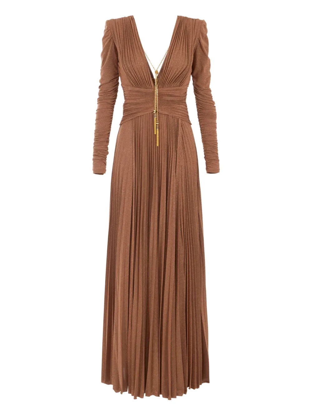 

Платье макси со складками Elisabetta Franchi, коричневый