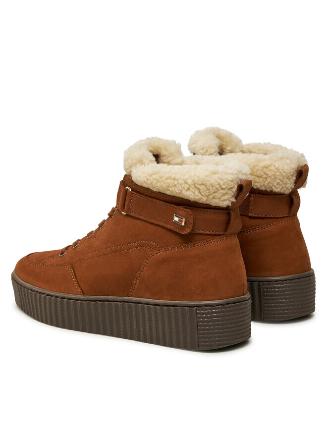 Ботильоны Tommy Hilfiger Faux Fur Nubuck Low Lace-Up FW0FW08172, коричневый — фото 3