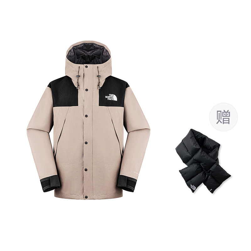 

Куртка с капюшоном и застежкой на пуговицы The North Face, stone tan/dho (includes черный goose down scarf)