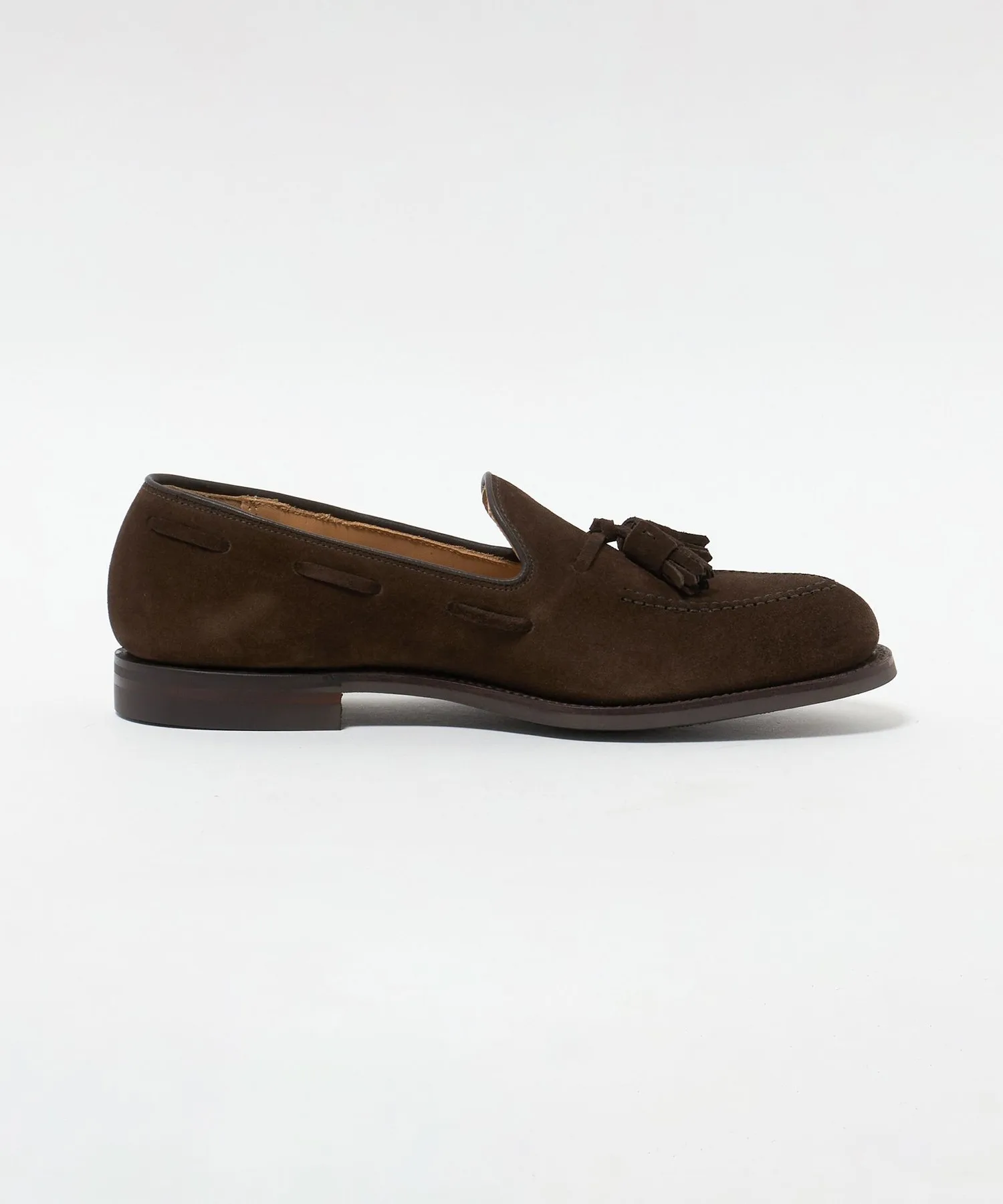 Мужские замшевые лоферы CROCKETT&JONES CAVENDISH с кисточками чёрные — фото 4