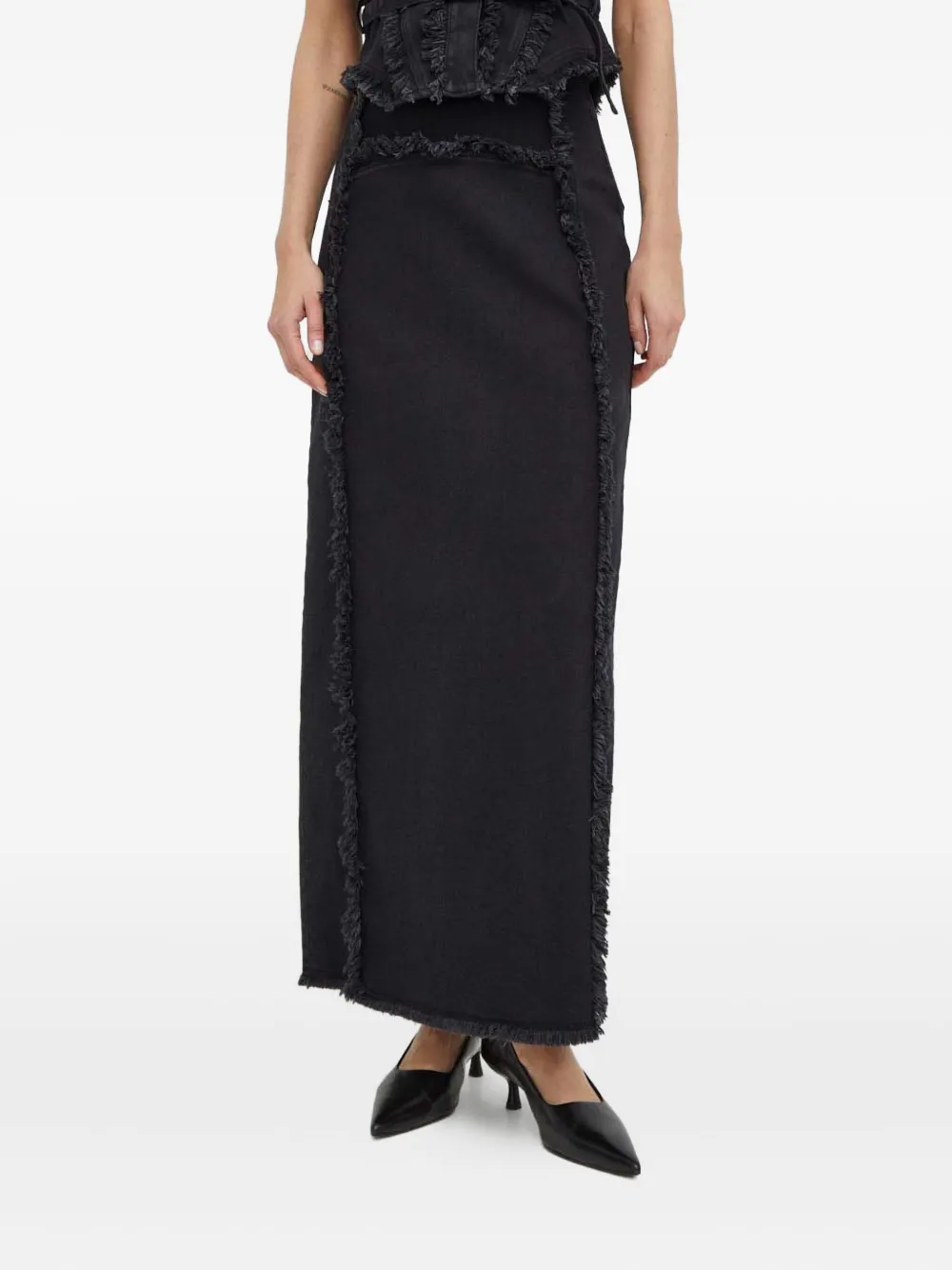 

Юбка с разрезом и бахромой Gestuz, черный