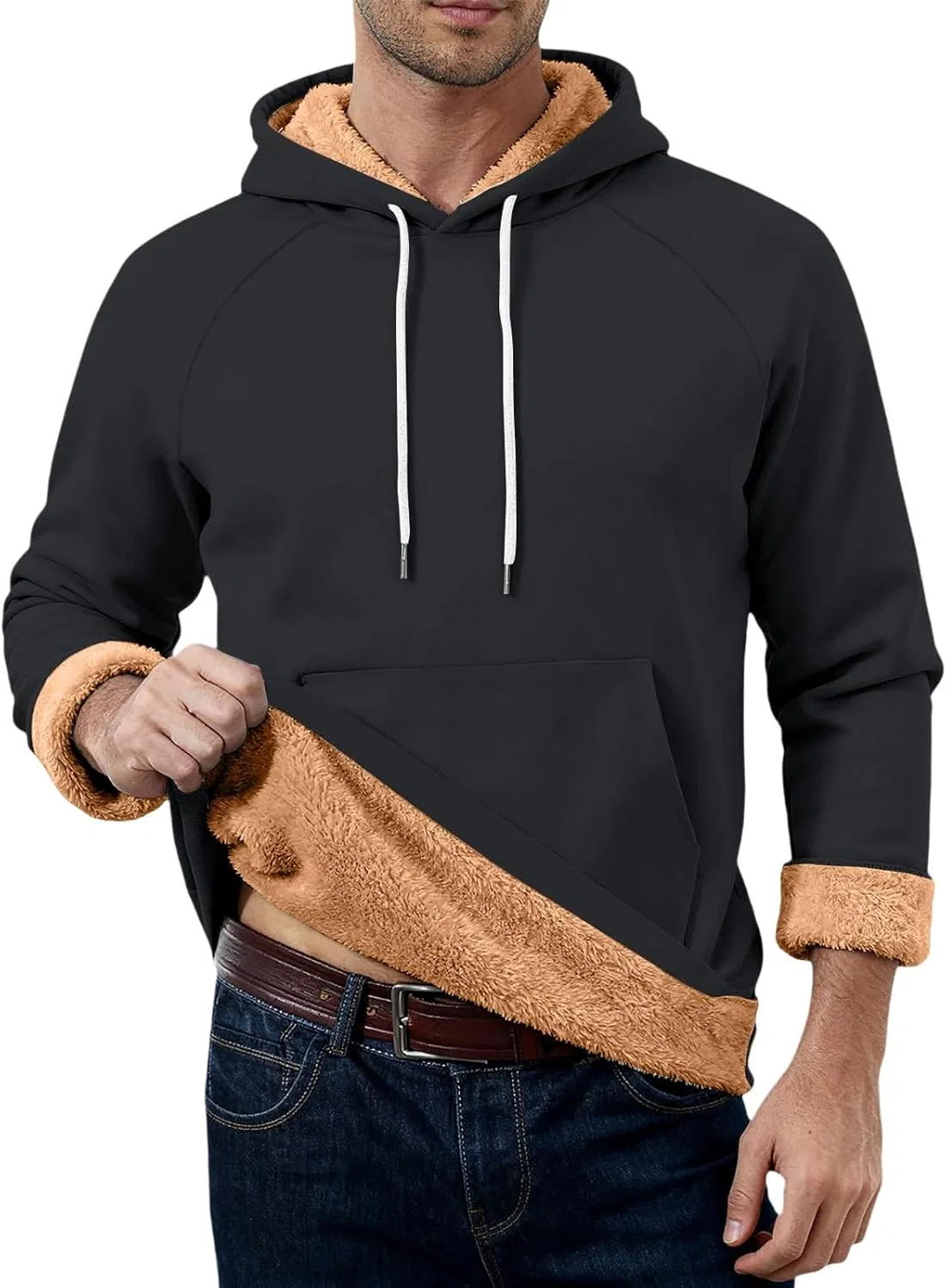 Толстовка мужская с флисовой подкладкой, Generic, черный