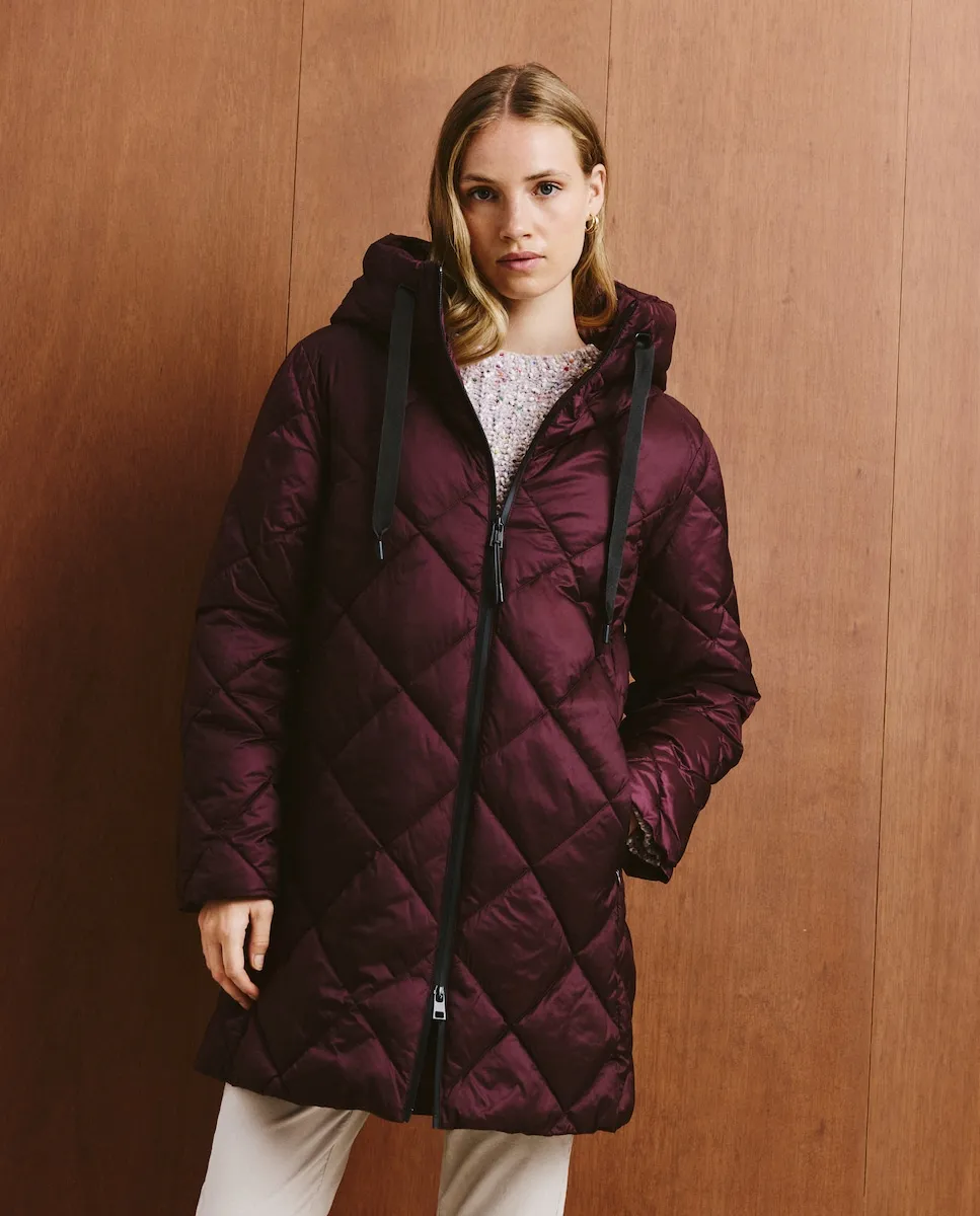 

Длинный гладкий пуховик для женщин Southern Cotton, баклажановый