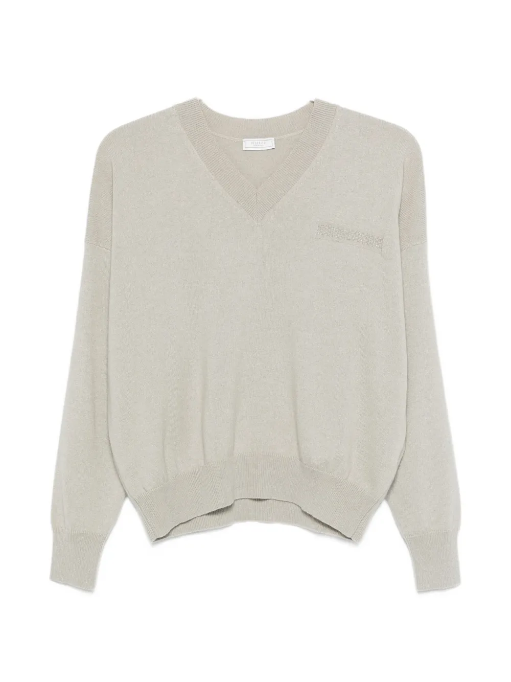 

Джемпер с вышивкой и V-образным вырезом Peserico, бежевый