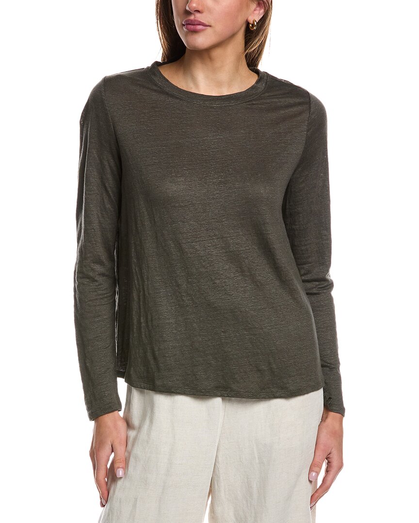 

Футболка из льна с круглым вырезом EILEEN FISHER, зеленый
