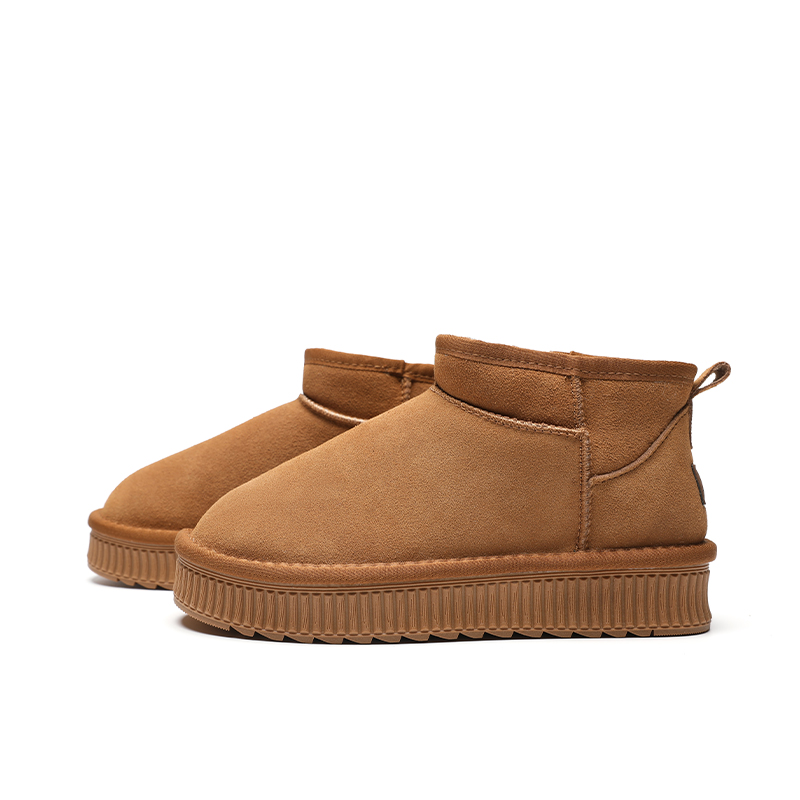 Женские теплые короткие зимние ботинки ZHR, Camel Suede