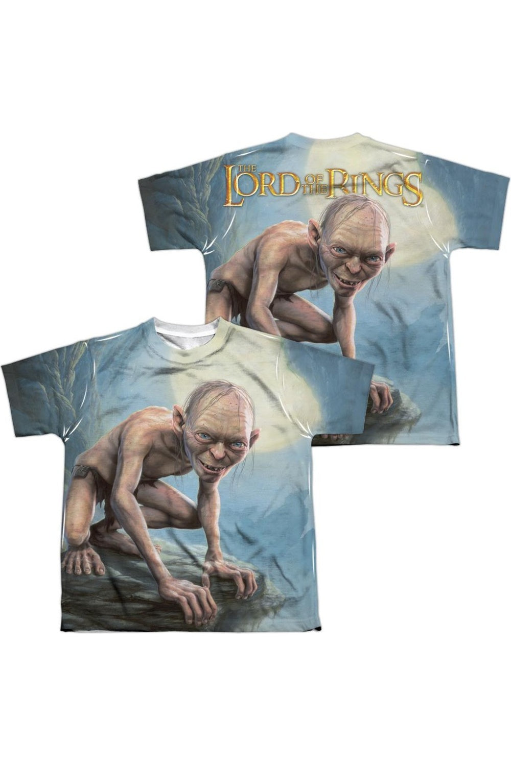 

Футболка с коротким рукавом для детей "Властелин Колец Голлум на Луне" (принт спереди и сзади) Gildan, белый