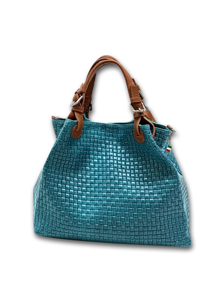 

Сумка через плечо из кожи, Флоренс, бирюзовая, коричневая, примерно 31 см Florence