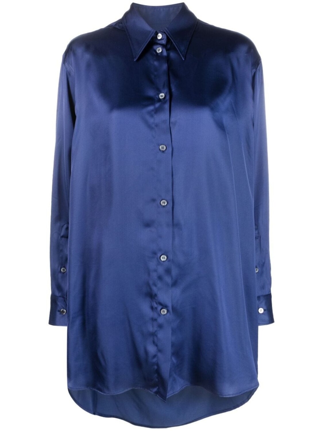 

MM6 Maison Margiela атласная рубашка оверсайз с вырезом, синий