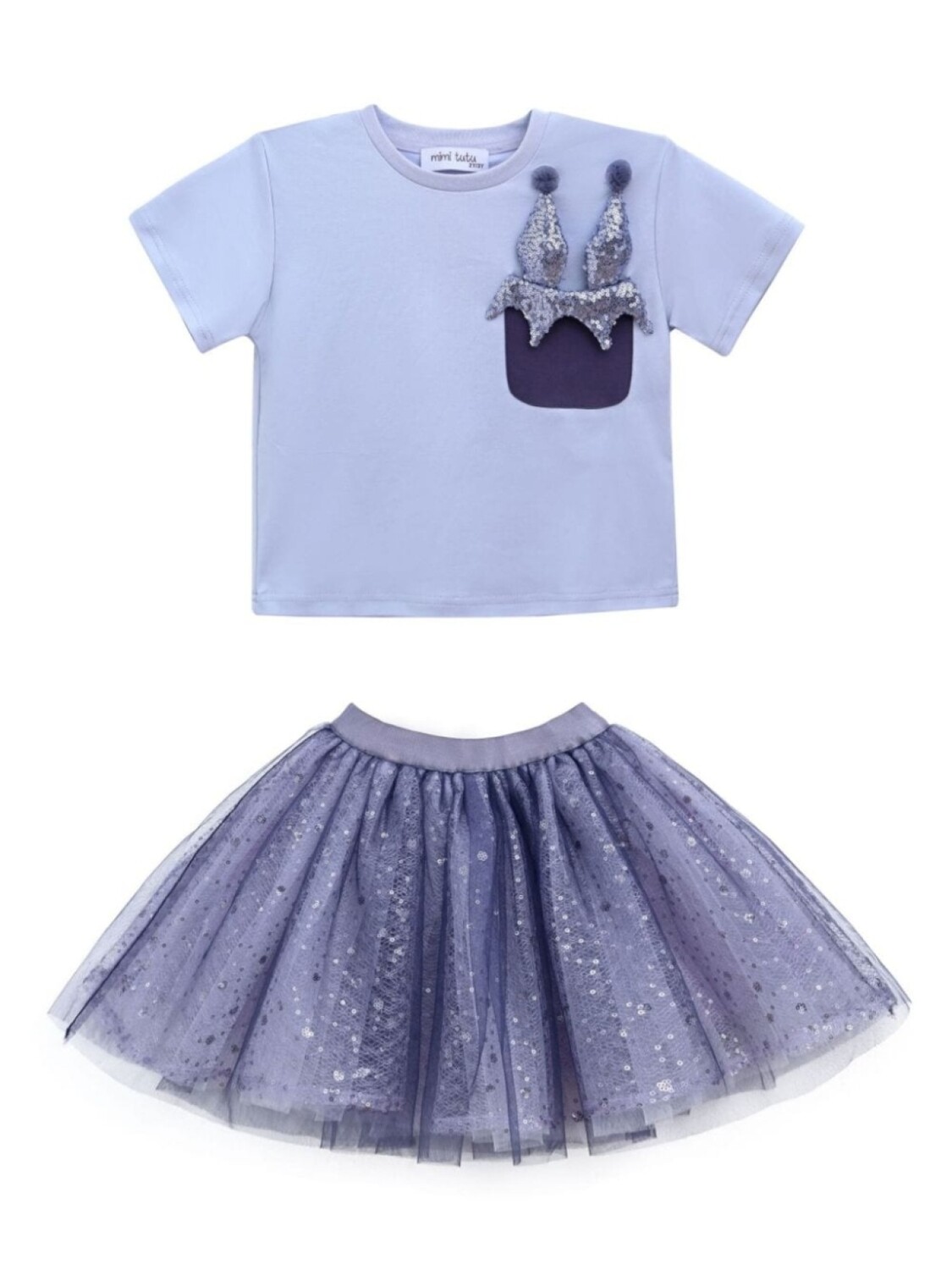 

Mimi Tutu комплект из футболки и юбки, украшенный пайетками, фиолетовый