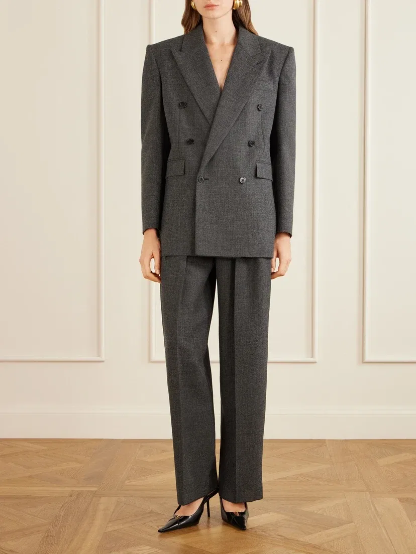 Широкие плиссированные брюки из шерсти SAINT LAURENT — фото 2