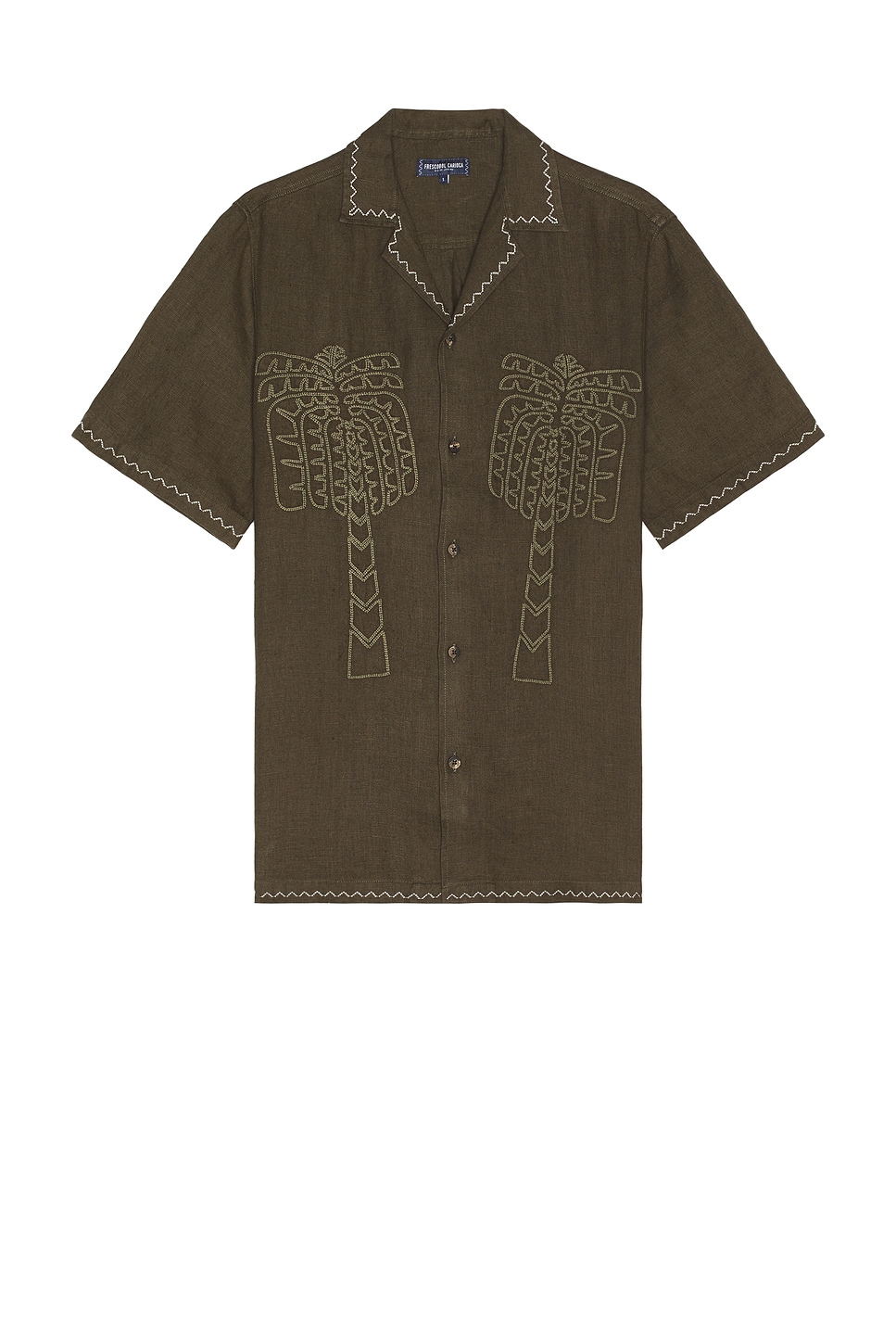 

Вышитая льняная рубашка Flavio palmeira Frescobol Carioca, dark olive