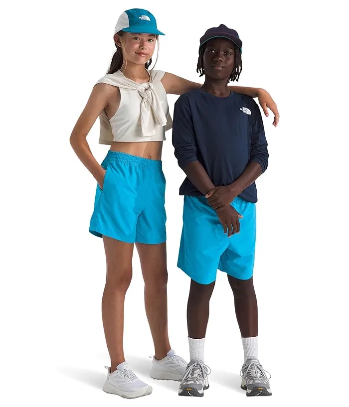 Шорты быстросохнущие Class V 5" Shorts The North Face Kids, Periwinkle Glow Logo Weather Topo Phantom Print — фото 4