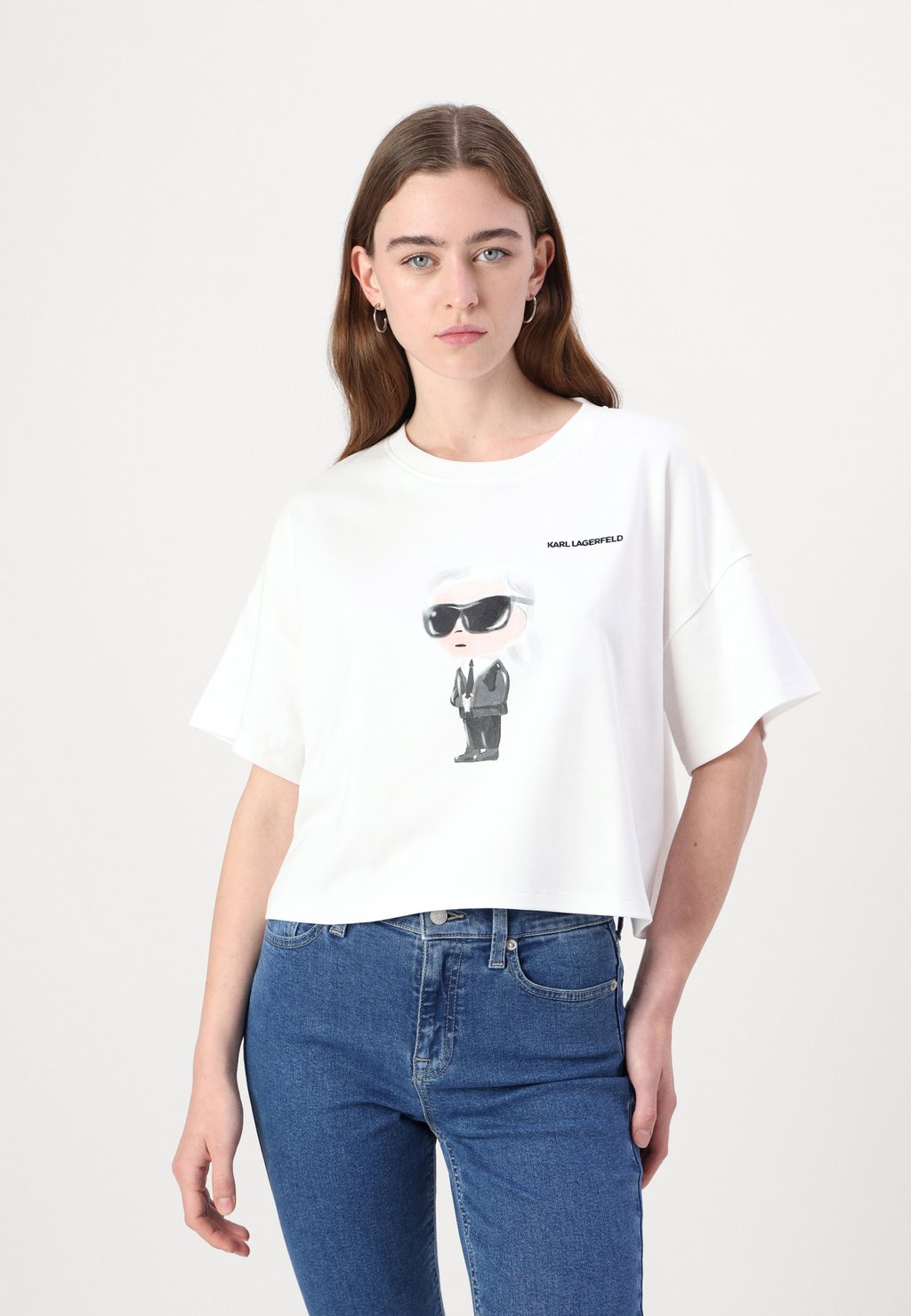 

Футболка с принтом IKON AQUARELLE BOXY KARL LAGERFELD, белый