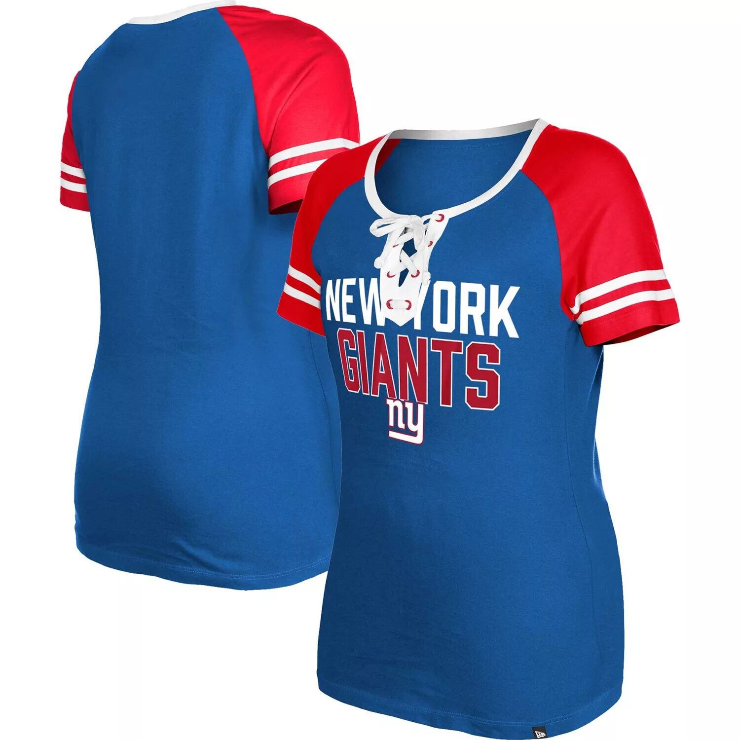 

Женская футболка New Era Royal New York Giants реглан на шнуровке New Era