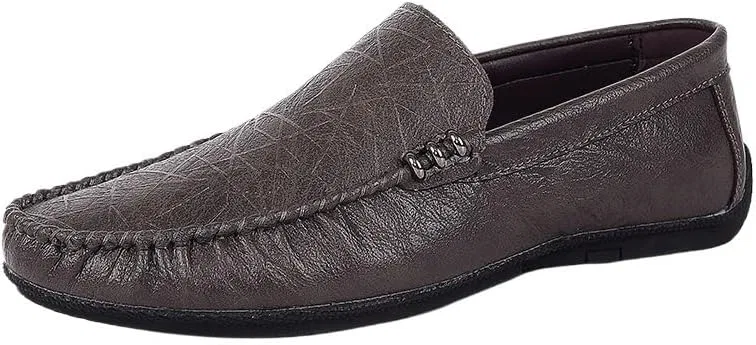 Туфли мужские повседневные, кожа, Loafers, серый UOPYNE