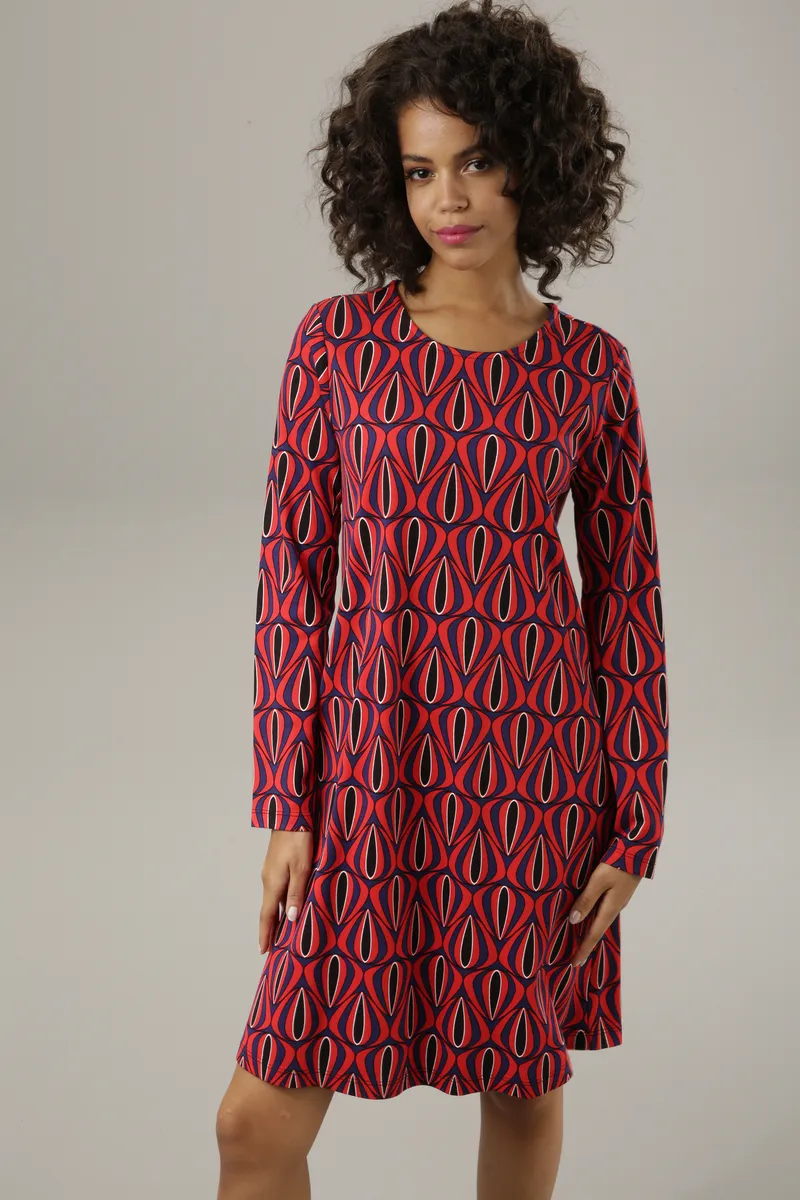 

Мини-платье Aniston CASUAL с экстравагантным графическим узором, черно-белый