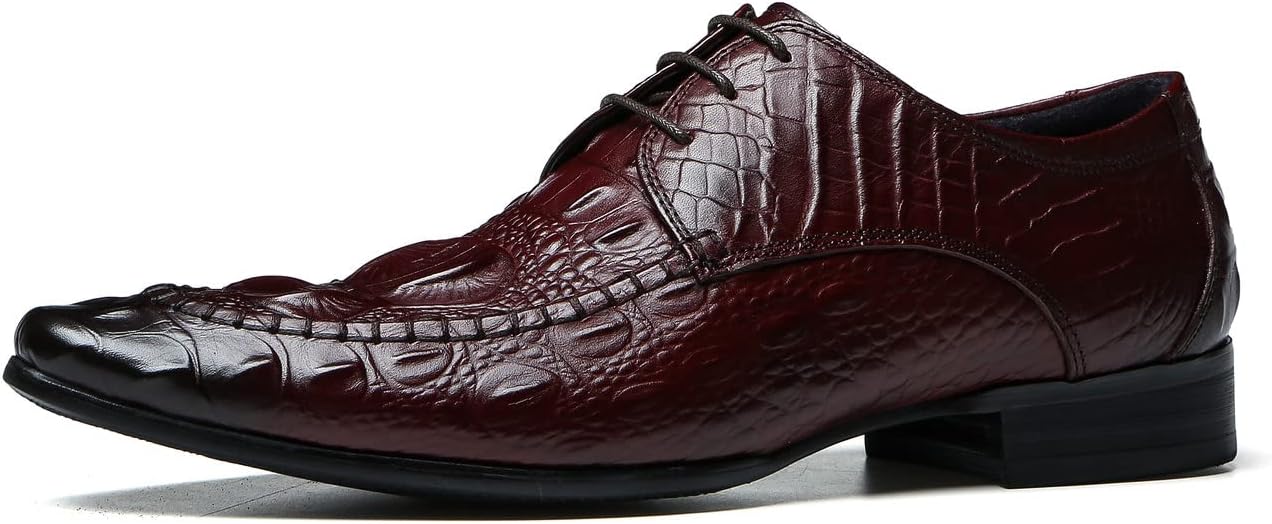 

Мужские оксфорды, классические формальные туфли на шнуровке с крыльями, текстура крокодила, дерби из натуральной кожи, модные, удобные туфли для бизнеса, повседневной носки, выпускного, свадьбы, смокинга для мужчин Santimon, красный