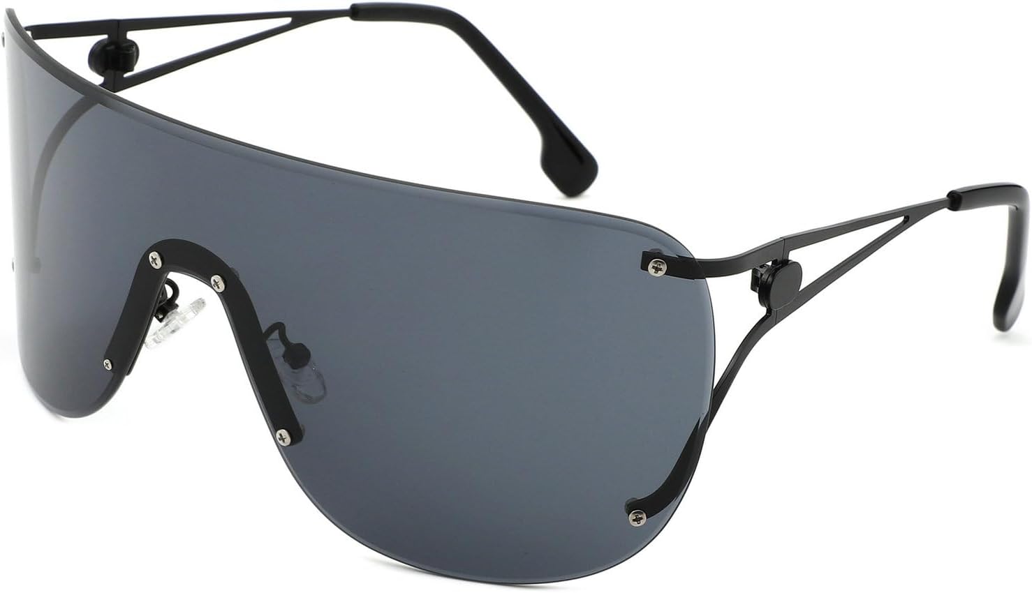 

Женские солнцезащитные очки большого размера без оправы с металлическим каркасом, интегрированной защитой от ветра, модный дизайн в стиле Y2k, роскошные очки-пилот, защита от ультрафиолета UV400 mincl, Black