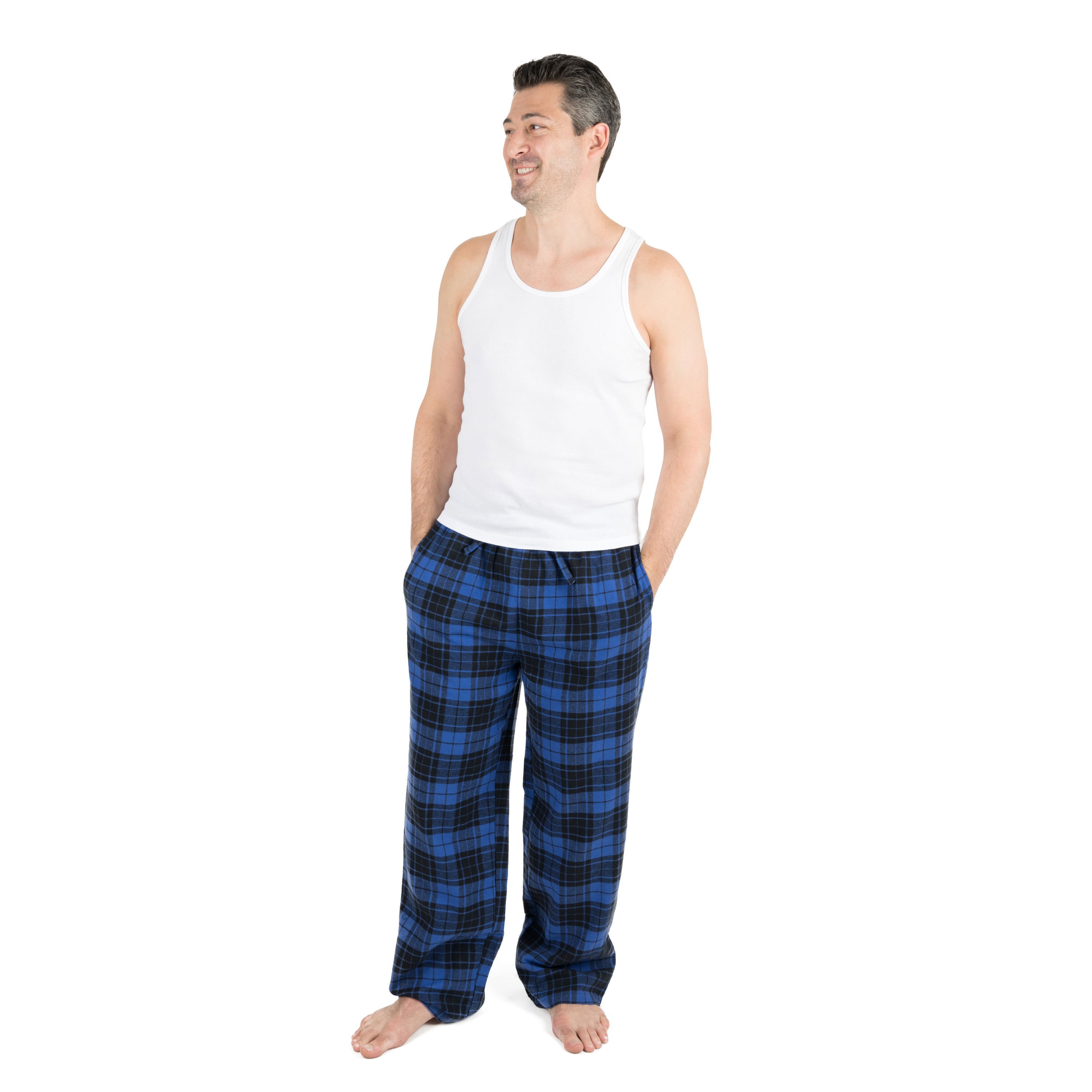 

Рождественские мужские фланелевые пижамные штаны в клетку Leveret, цвет plaid black & navy