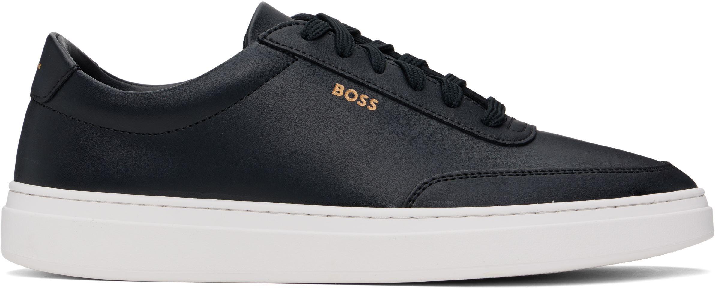 

Кроссовки с логотипом из кожи с покрытием BOSS, черный