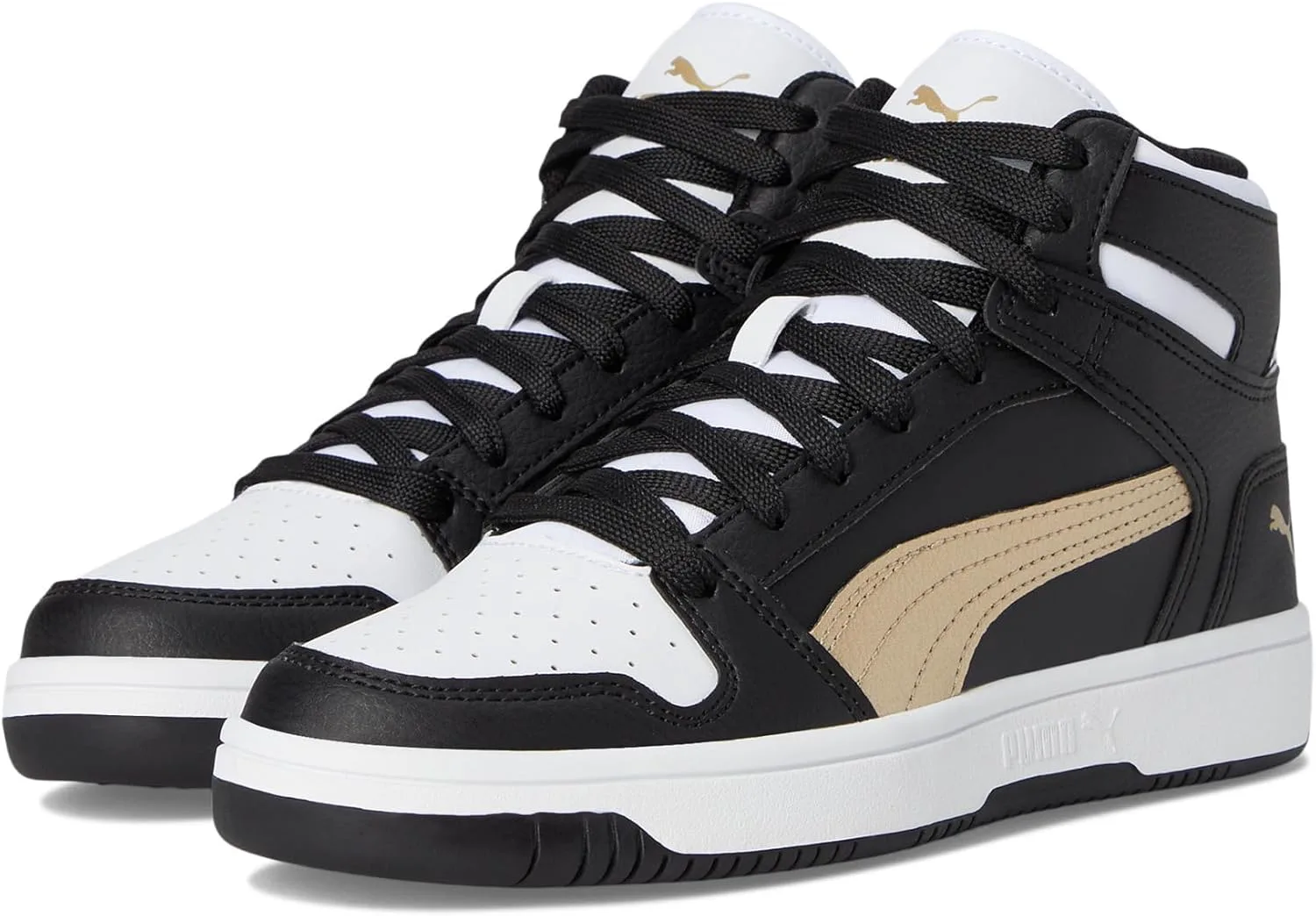 

Кроссовки PUMA Rebound Layup Mid для мальчиков, черный/золотой/белый