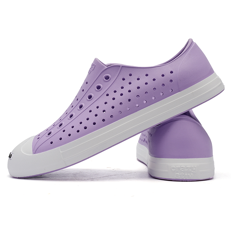 CRAZY ATIV Кроксы пляжные унисекс фиолетово-белые с открытым мыском, цвет Purple White, Open-Ended Smile — фото 4