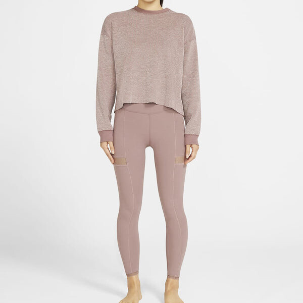 Футболка (WMNS) Nike Yoga Casual Round Neck Pullover Long Sleeves Smoke Grey Purple Red T-Shirt, фиолетовый — фото 3