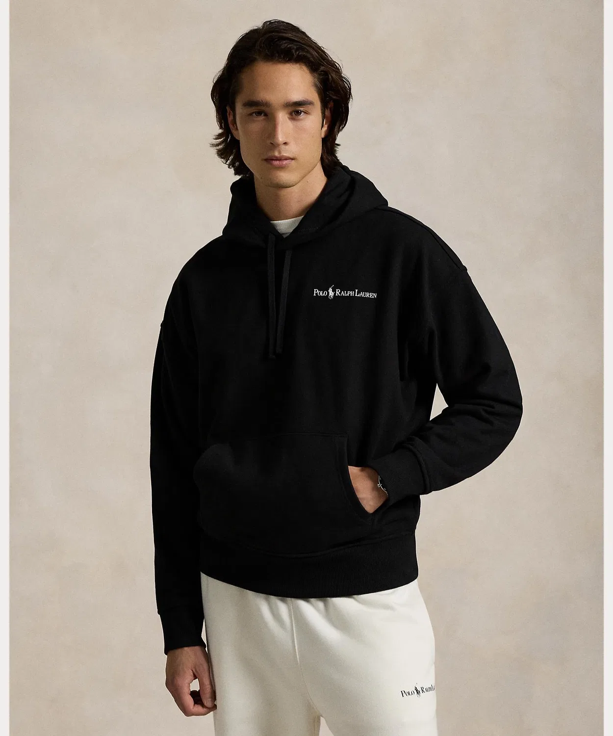 Флисовая худи Ralph Lauren Relaxed Fit с логотипом, чёрный