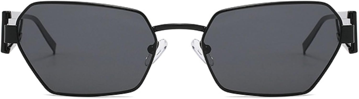 

Винтажные солнцезащитные очки «кошачий глаз» для женщин и мужчин, роскошные, с нестандартной металлической оправой, многоугольные солнцезащитные очки для женщин, модные очки с защитой от УФ-излучения UV400 mincl, Black