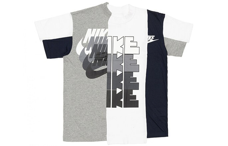 

X Sacai Hybrid Футболка 'Canyon Gold/Obsidian' Nike, Трехцветный Патчворк