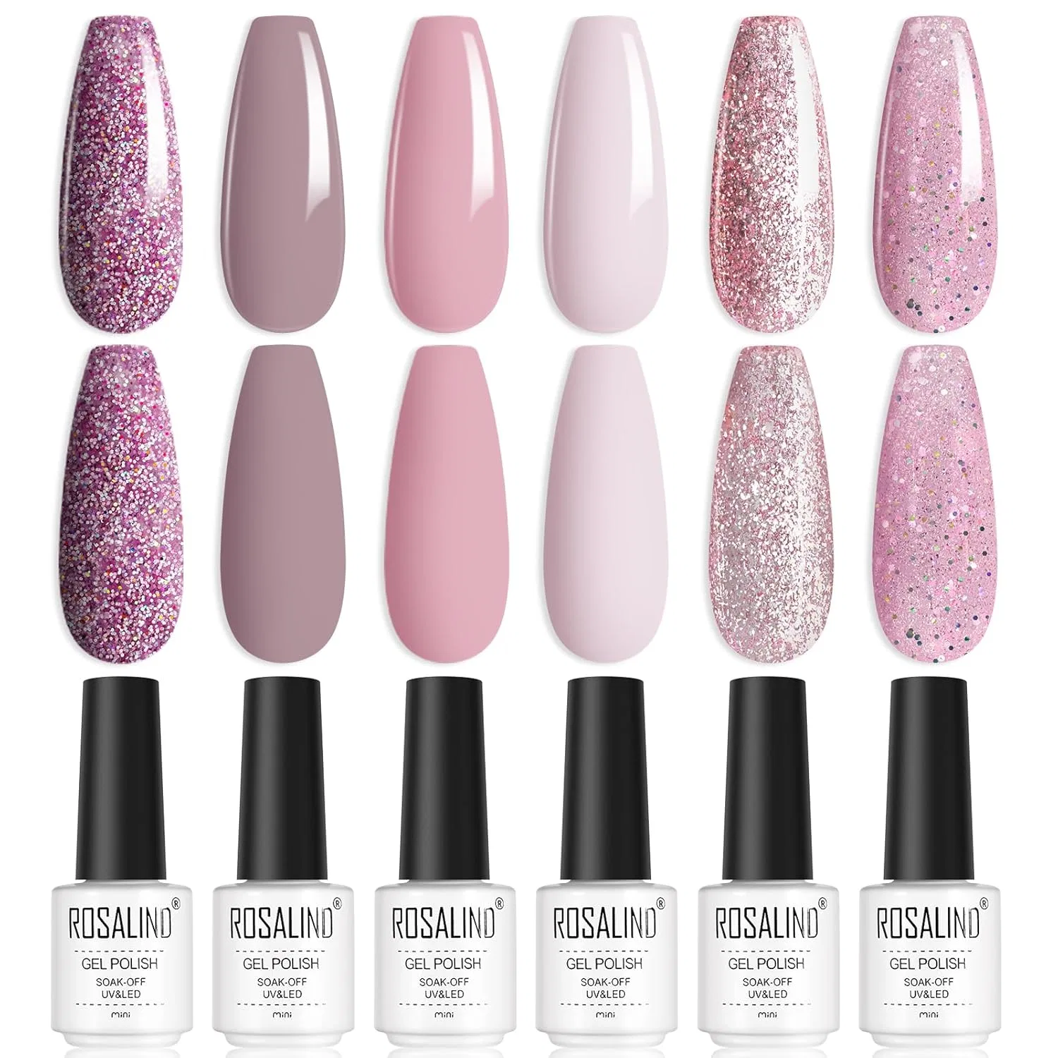 Набор УФ-гель-лаков ROSALIND, 6 цветов Rosalind, Pink Purple