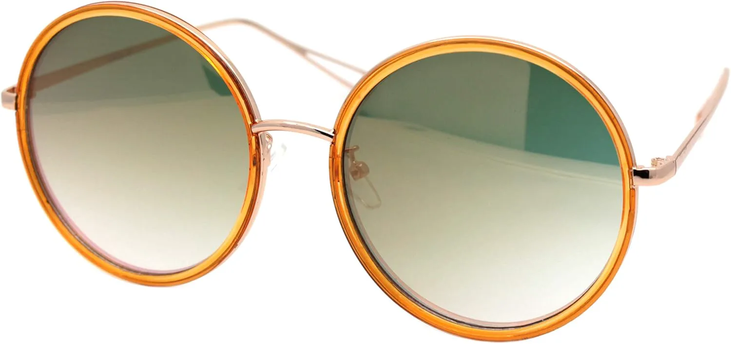 

Женские солнцезащитные очки PASTL увеличенного размера, круглые, с двойной оправой из металла и пластика, защита от УФ-излучения UV 400, Gold Orange (Peach Mirror)