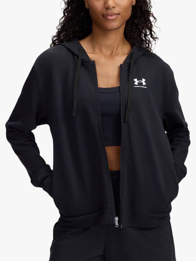 

Женская махровая толстовка rival с полной застежкой-молнией Under Armour, цвет Black / White
