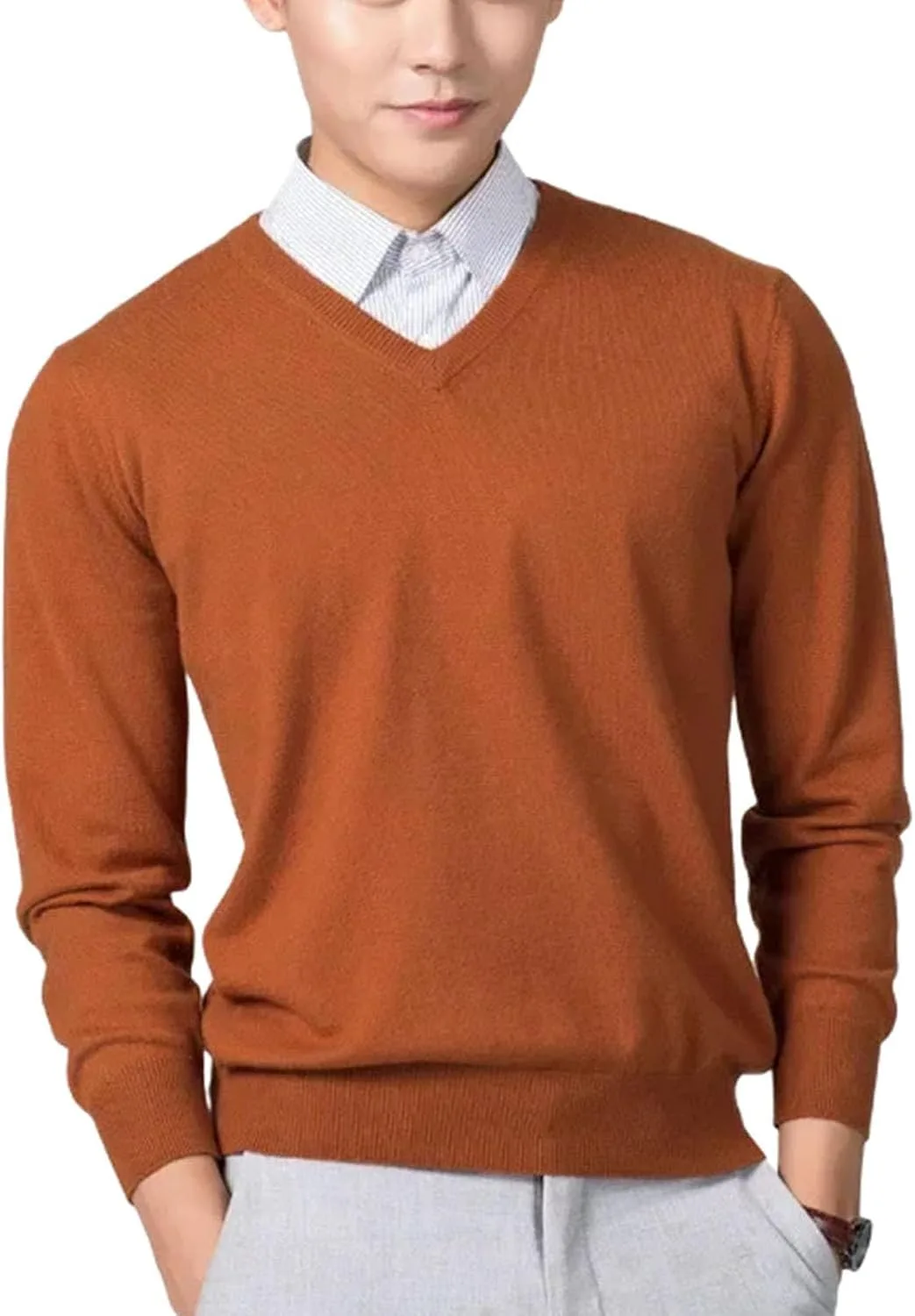 

Мужской пуловер с круглым вырезом из шерсти Slim Fit