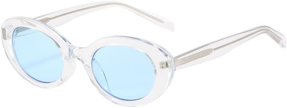 

Модные маленькие овальные солнцезащитные очки для женщин в винтажном стиле, прозрачные, конфетных цветов; мужские очки «кошачий глаз», солнцезащитные очки UV400, голубые и розовые SKFGNX, Transparent Blue