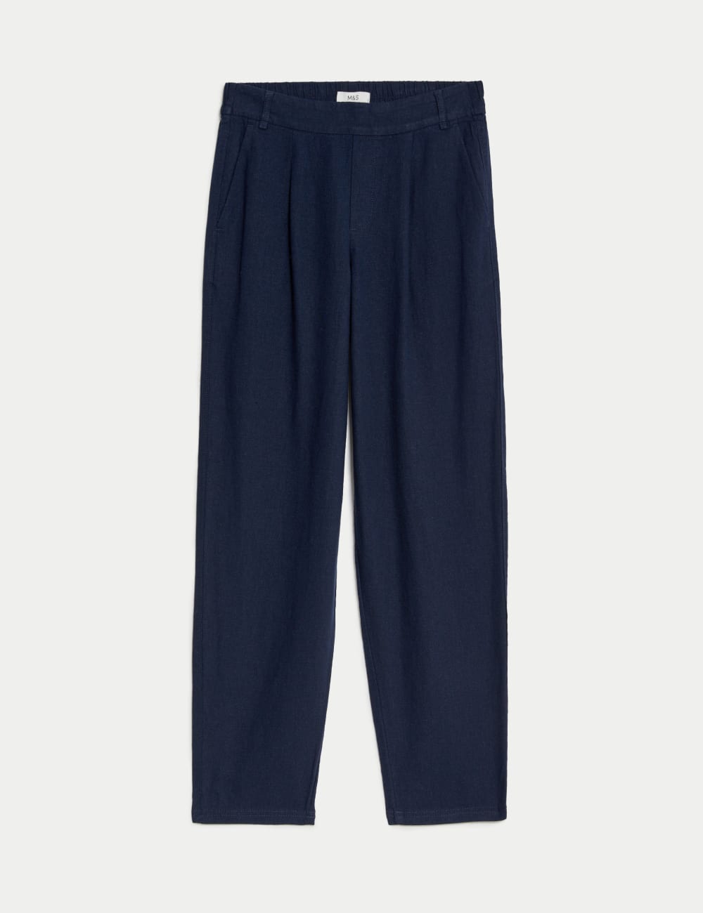 

Зауженные брюки из льна с богатым кроем Marks & Spencer, темно-синий