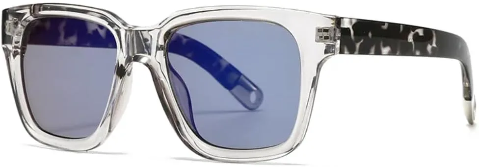 

Ретро большие женские солнцезащитные очки, цельные очки с леопардовым принтом, защита от УФ-излучения UV400, мужские панк-очки VFDHN, C3 Transparent Blue