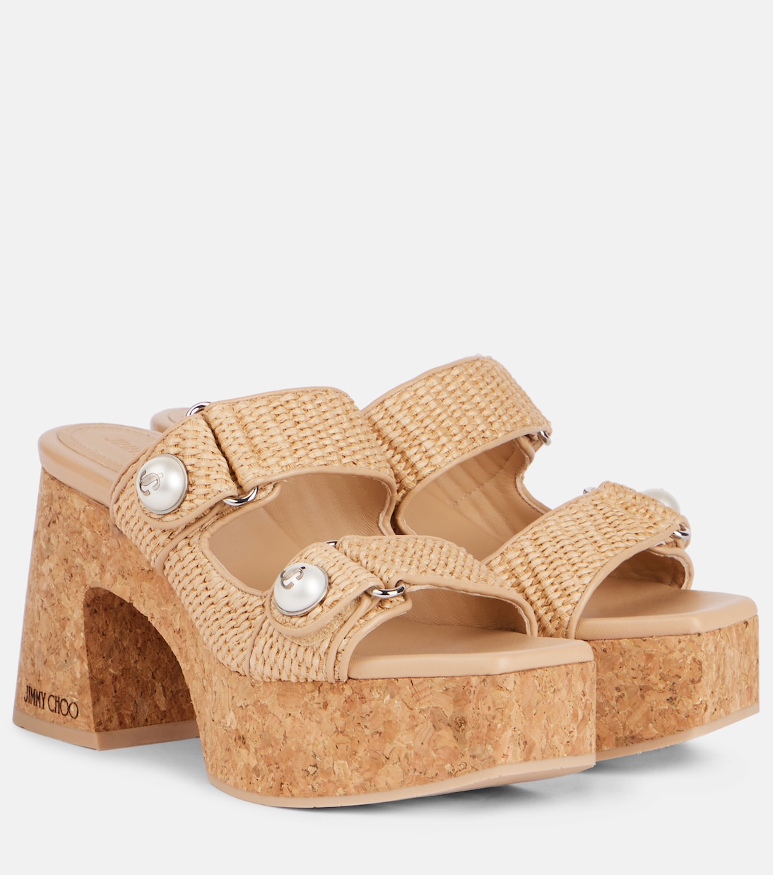 Фаянсовые платформенные мюли 95 Jimmy Choo, Natural/Natural