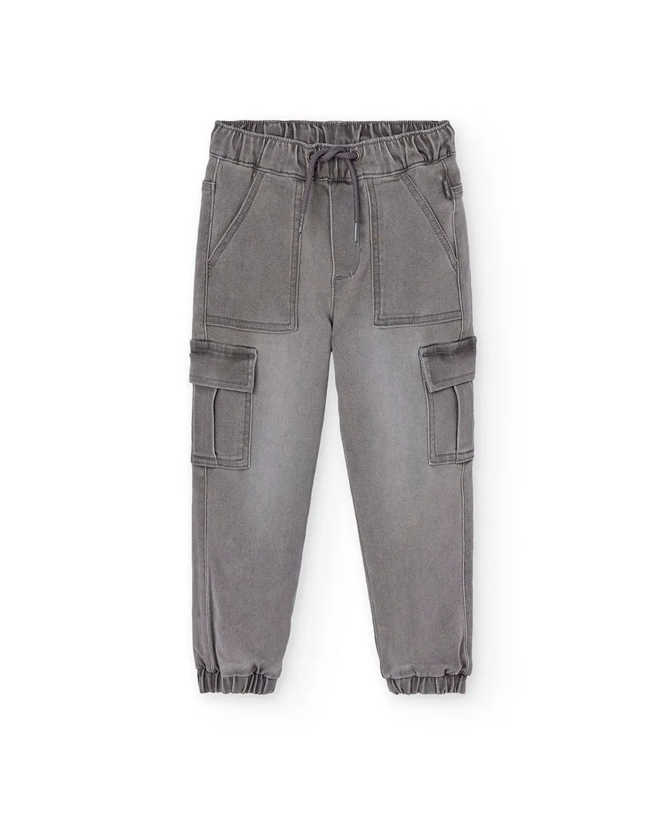 

Детские штаны карго с резинкой и шнурками Boboli, серый